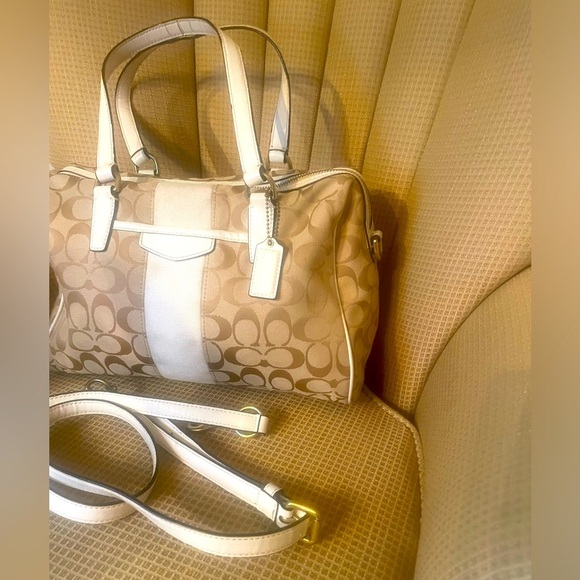 Coach Signature stripe Nancy purse - GUC - Picture 2 of 13